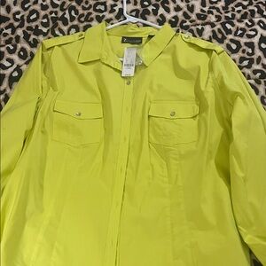 New York & Company Women's Bright Yellow Utility Jacket